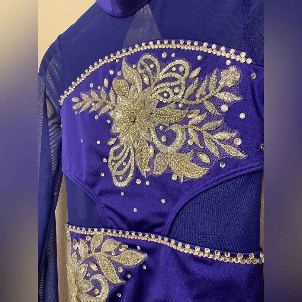 Weissman solo dance costume blue purple 15497 illusion custom leotard MC chil